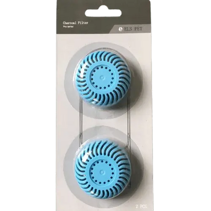Replacement blue charcoal filters for portable dog water bottle.