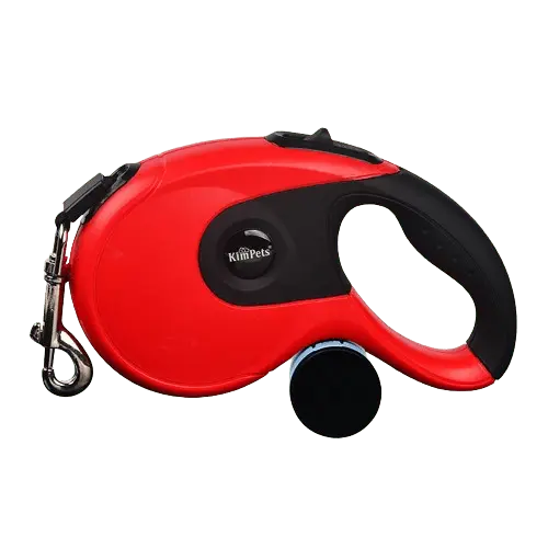 Red retractable dog leash – 16ft or 26ft for all dog sizes