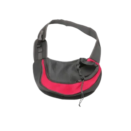 Rose red pet sling carrier with secure closure and mesh design for pets
