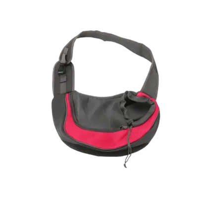 Rose red pet sling carrier with secure closure and mesh design for pets