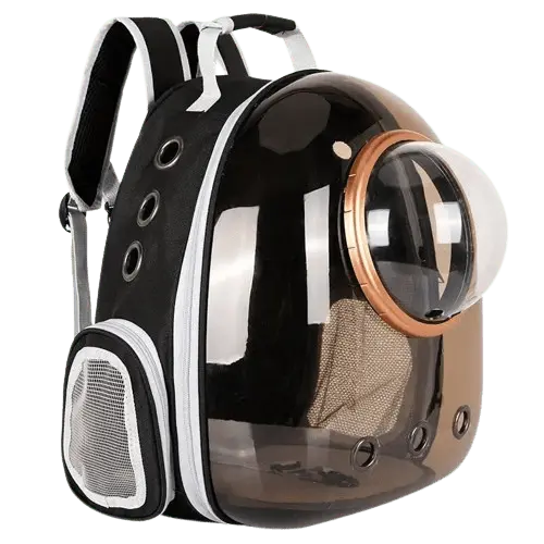 Secure pet carrier backpack for safe and convenient travel with your furry friend.