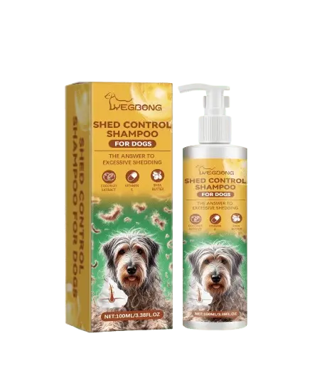 Shed control dog shampoo with coconut extract, vitamin E and shea butter