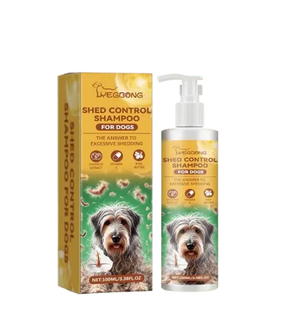 Shed control dog shampoo with coconut extract, vitamin E and shea butter