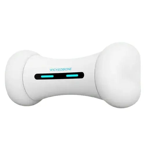 Owner controlling Smart Dog Bone via app on smartphone. BUY FOR DOG