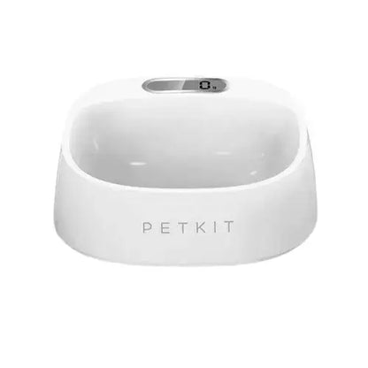 Smart dog bowl with digital scale display for accurate portion control.