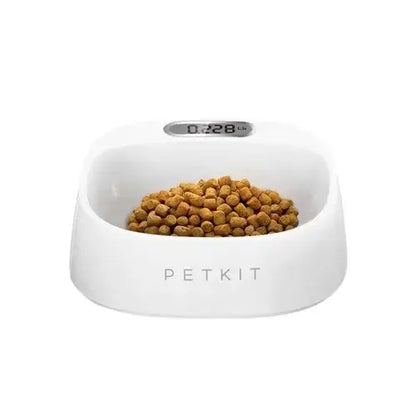 Smart dog bowl with food showing portion control and healthy feeding.