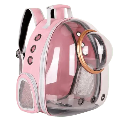 Veterinarian recommended pet carrier backpack for reducing pet stress during travel.