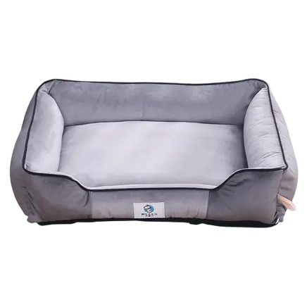 Stylish silver gray dog bed (S, M, L). Soft plush interior. Suits any home décor.