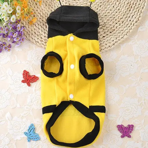 Cozy and stylish Buzzing Bee fleece costume for cats in playful bee theme. Buy for Dog