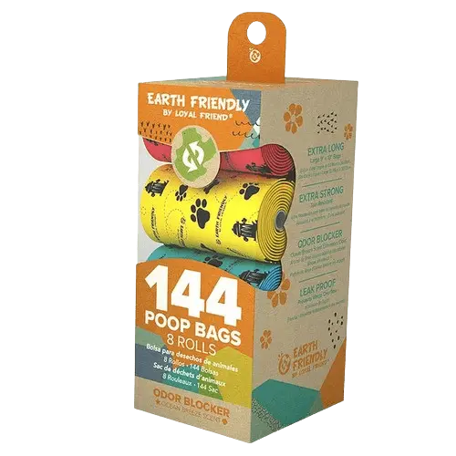 Eco-friendly biodegradable dog poop bags made from plant-based materials, durable and compostable for sustainable pet waste management. Buy for Dog