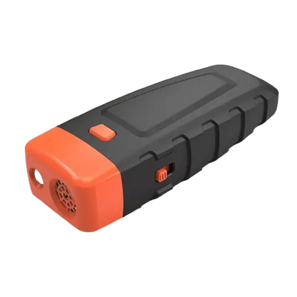 Portable ultrasonic dog barking stopper in black and orange – safe anti-bark training device for dogs.