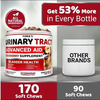 Urinary support chews for dogs – 170 pieces per bottle vs other brands with only 90.