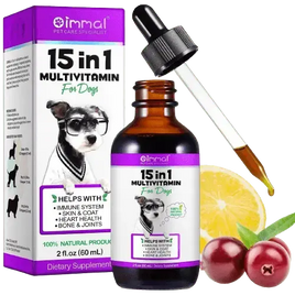 Liquid 15-in-1 dog multivitamin boosts health and vitality for all breeds. Buy for Dog