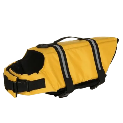 Bright Yellow Dog Swim Vest for Safety and Comfort. BUY FOR DOG