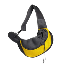 Yellow pet carrier shoulder bag with breathable mesh for small dogs and cats