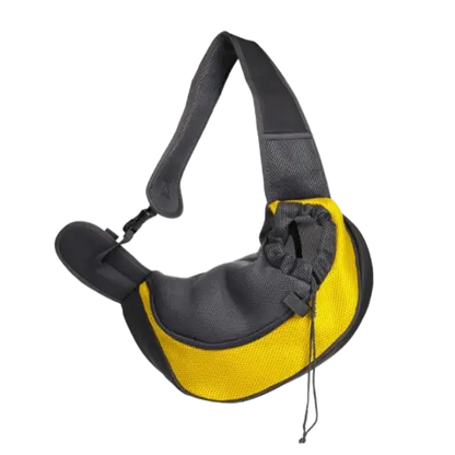Yellow pet carrier shoulder bag with breathable mesh for small dogs and cats